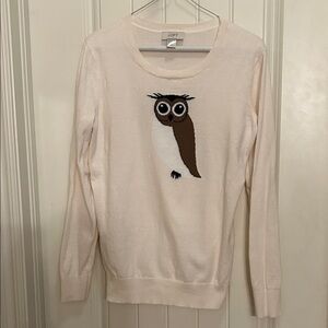 LOFT Cream M  Sweater with Owl Design